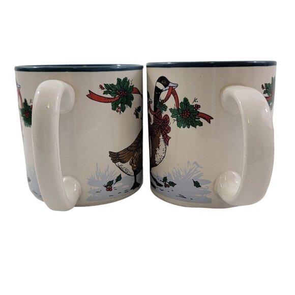 Potpourri Press Christmas Geese Ceramic Holiday Coffee Tea Mugs Cups – Set of 2 - Picture 4 of 16
